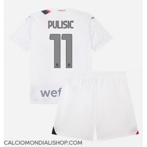 Maglie da calcio AC Milan Christian Pulisic #11 Seconda Maglia Bambino 2023-24 Manica Corta (+ Pantaloni corti)